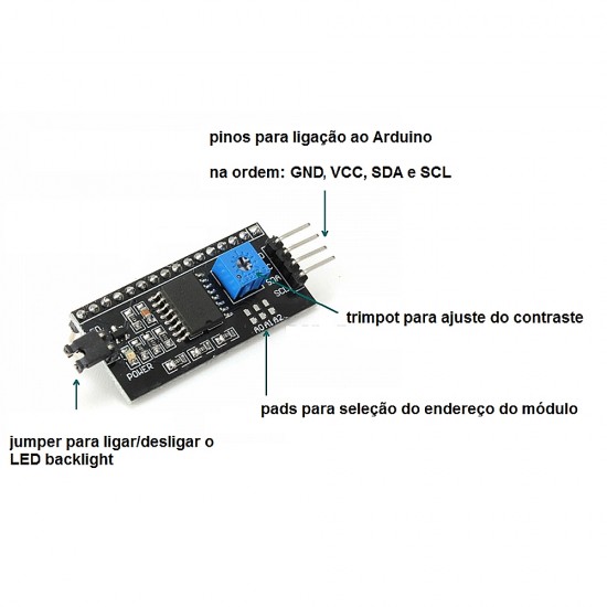 Módulo I2C para Display LCD monitores Projetos em Arduino